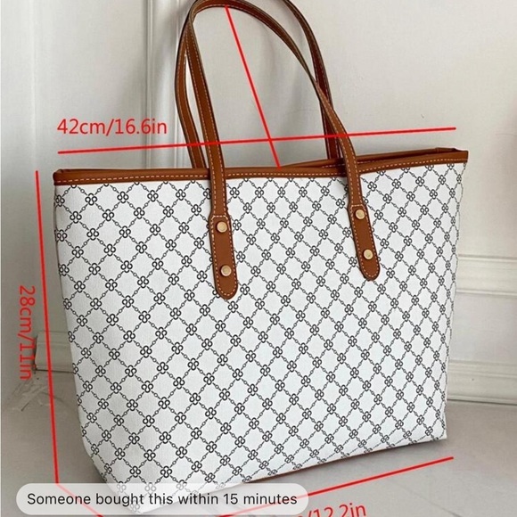 ⚠️Clearance Large White Patterned Tote Shoulder Bag - Picture 5 of 9